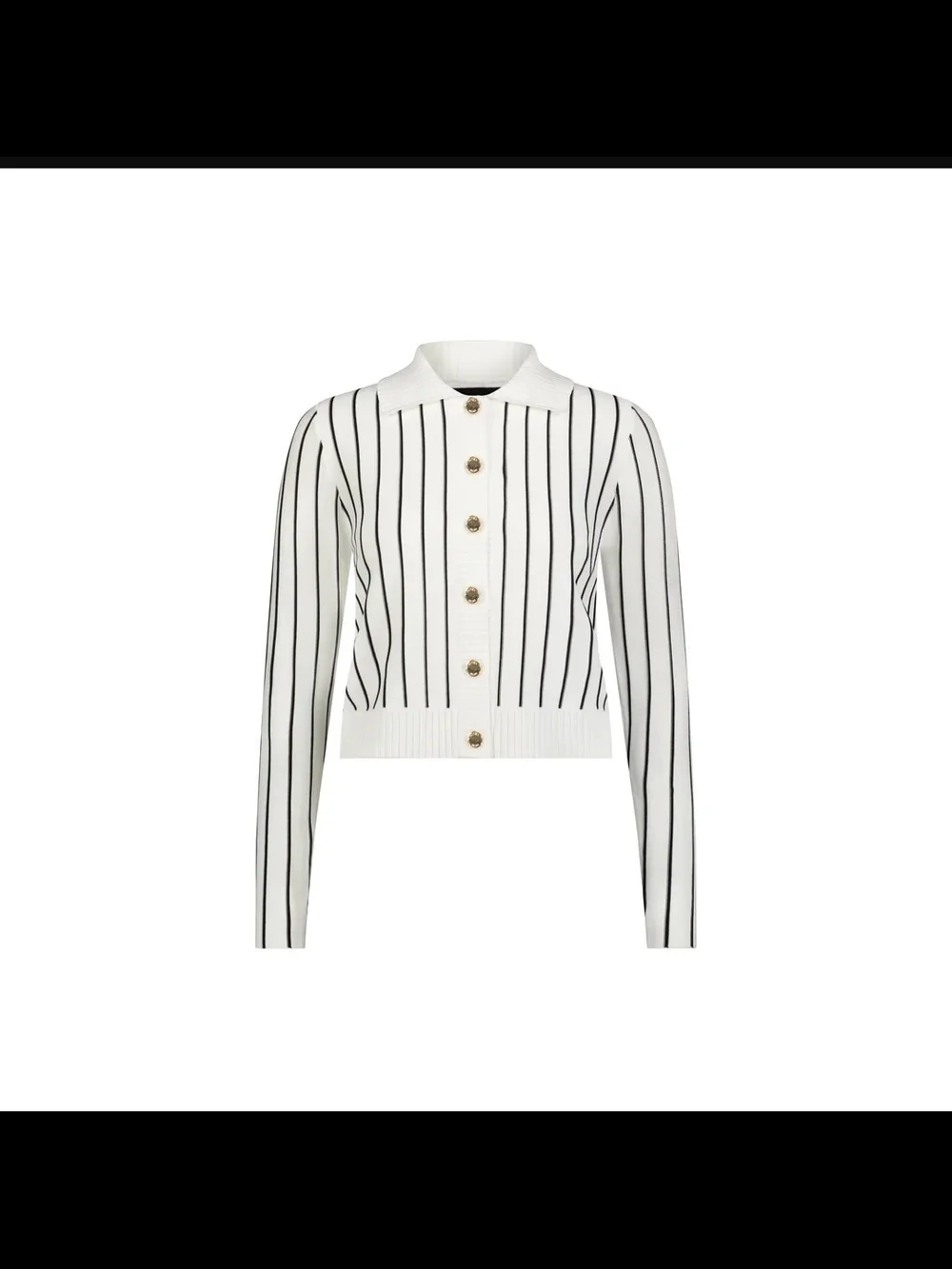NWT Aleeza Paris White w Black Stripes Knit Cardigan S - Picture 2 of 6